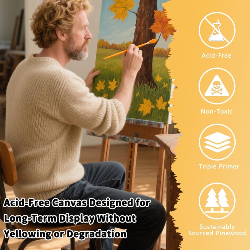 FROM ONE 2-Pack Stretched Canvases 28x40 Inch – 13.4oz (380gsm) Triple Gesso Primed, Warp-Resistant Large Pre-Stretched Canvas for Oil Painting & Gallery-Quality Acrylic Art - Image 5